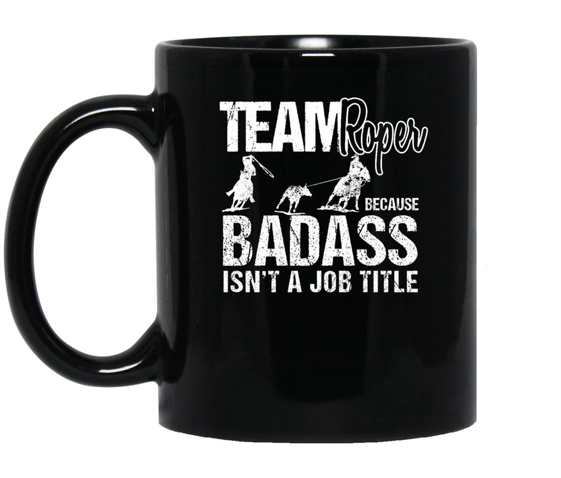 Team roping team roper badass rodeo novelty Mug Black
