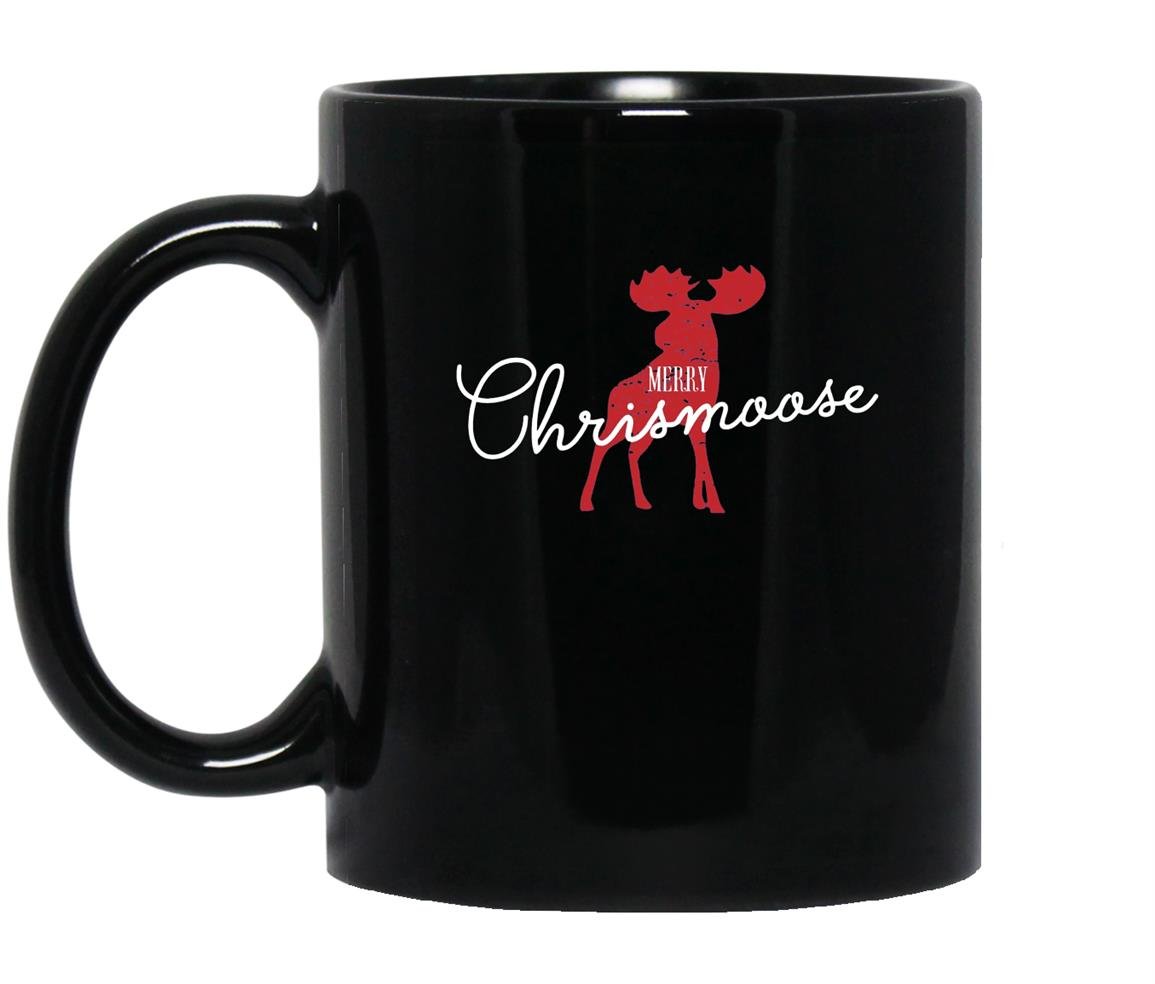 The merry chrismoose christmas moose funny gift Mug Black