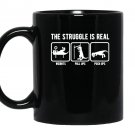 The struggle is real funny t-rex gym workout Mug Black