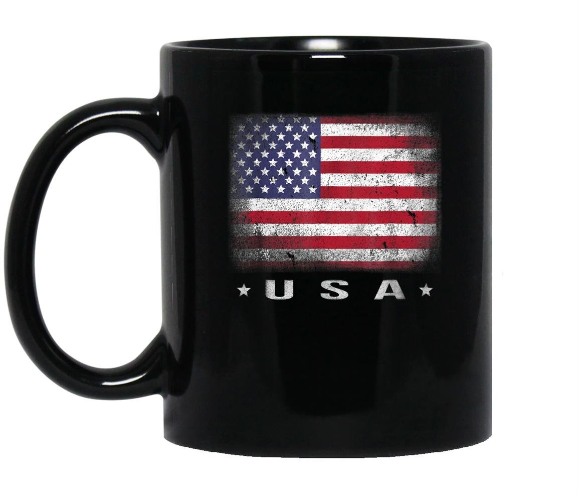 Usa flag 4th july fourth star stripes Mug Black