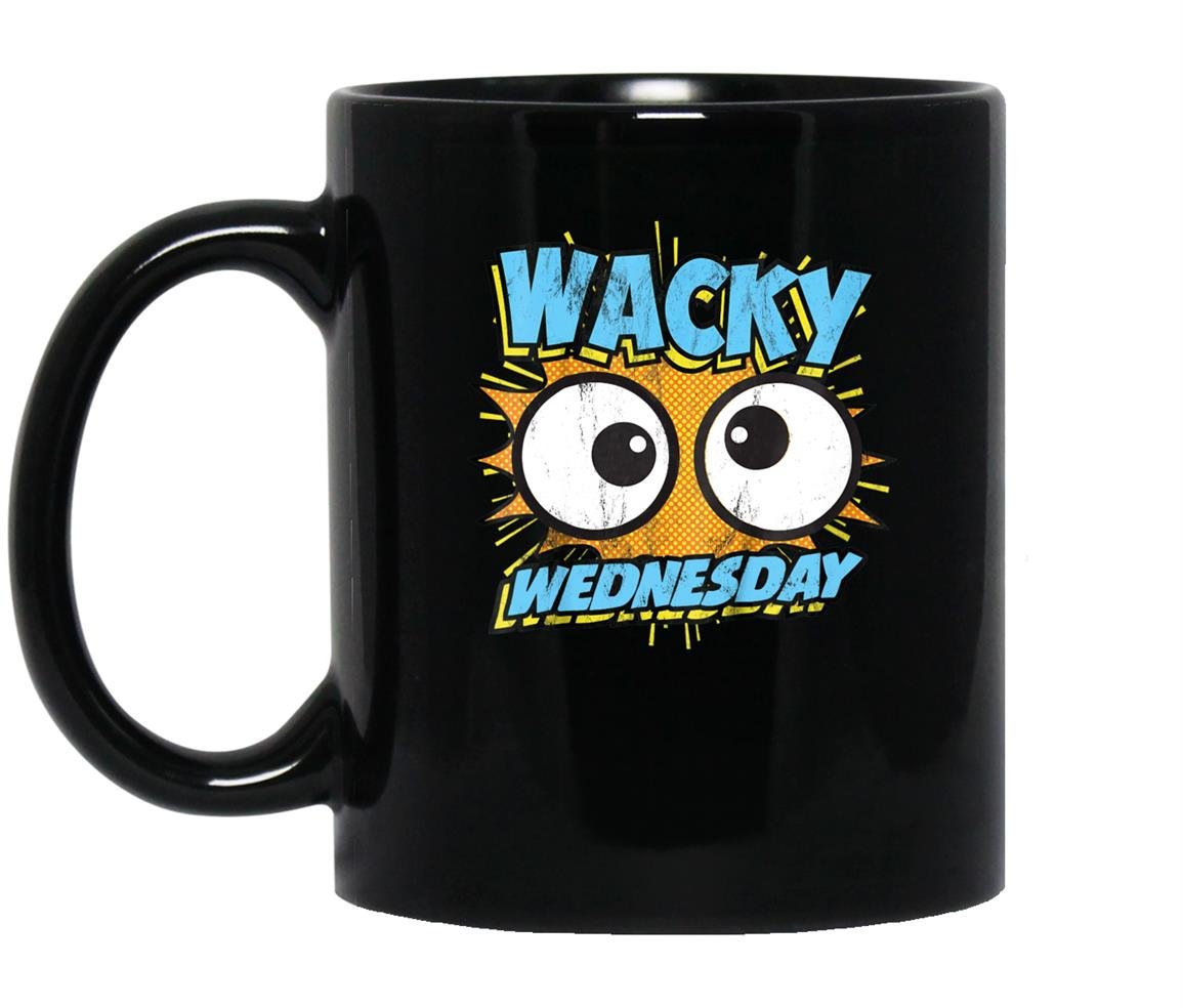 Wacky wednesday googly eyes silly comic style Mug Black