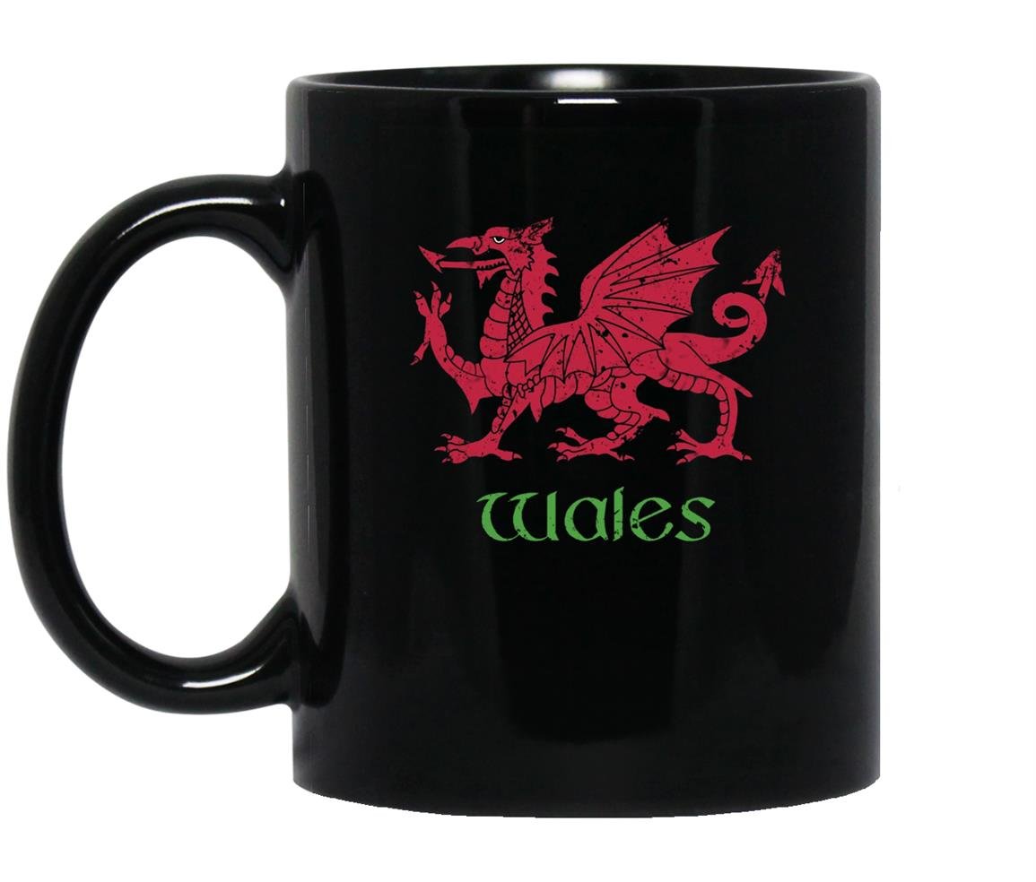 Wales dragon vintage welsh flag Mug Black