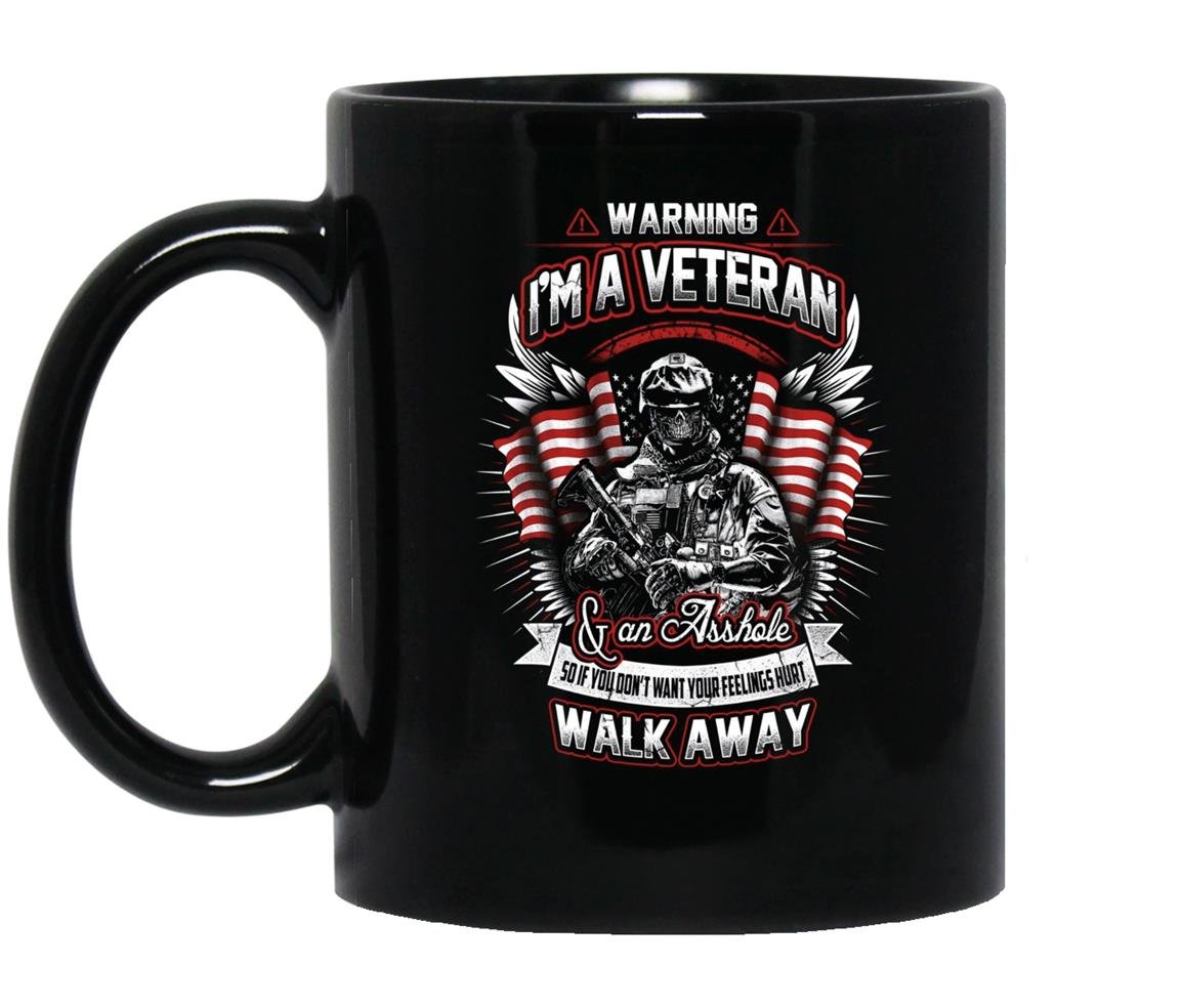 Warning im a veteran and an asshole Mug Black