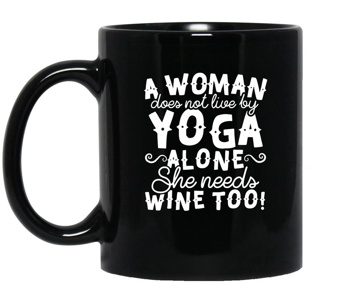 Wine does not live on yoga alone Mug Black