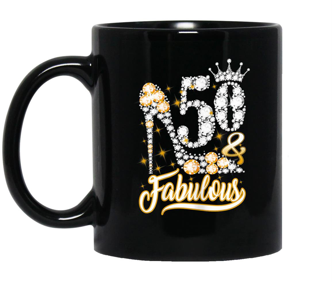 50 and fabulous 50th birthday diamond gift Mug Black