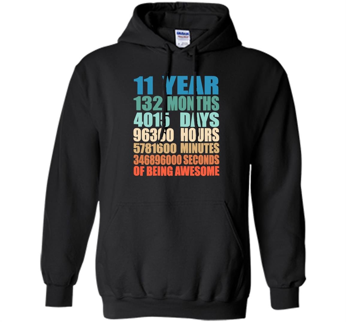 11 years old 11th birthday vintage retro 132 months Hoodie