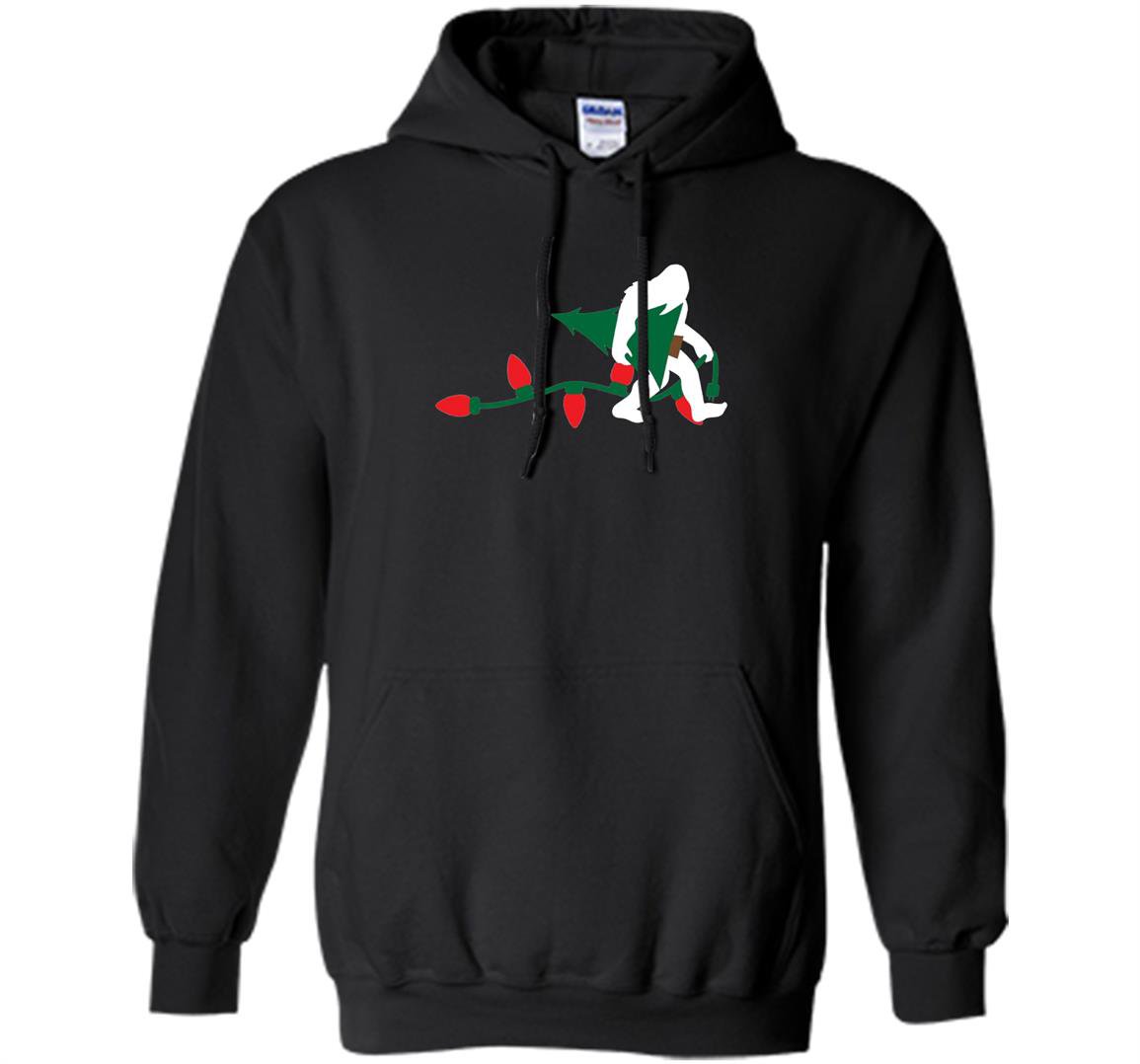 Bigfoot carrying christmas tree holiday sasquatch gift Hoodie