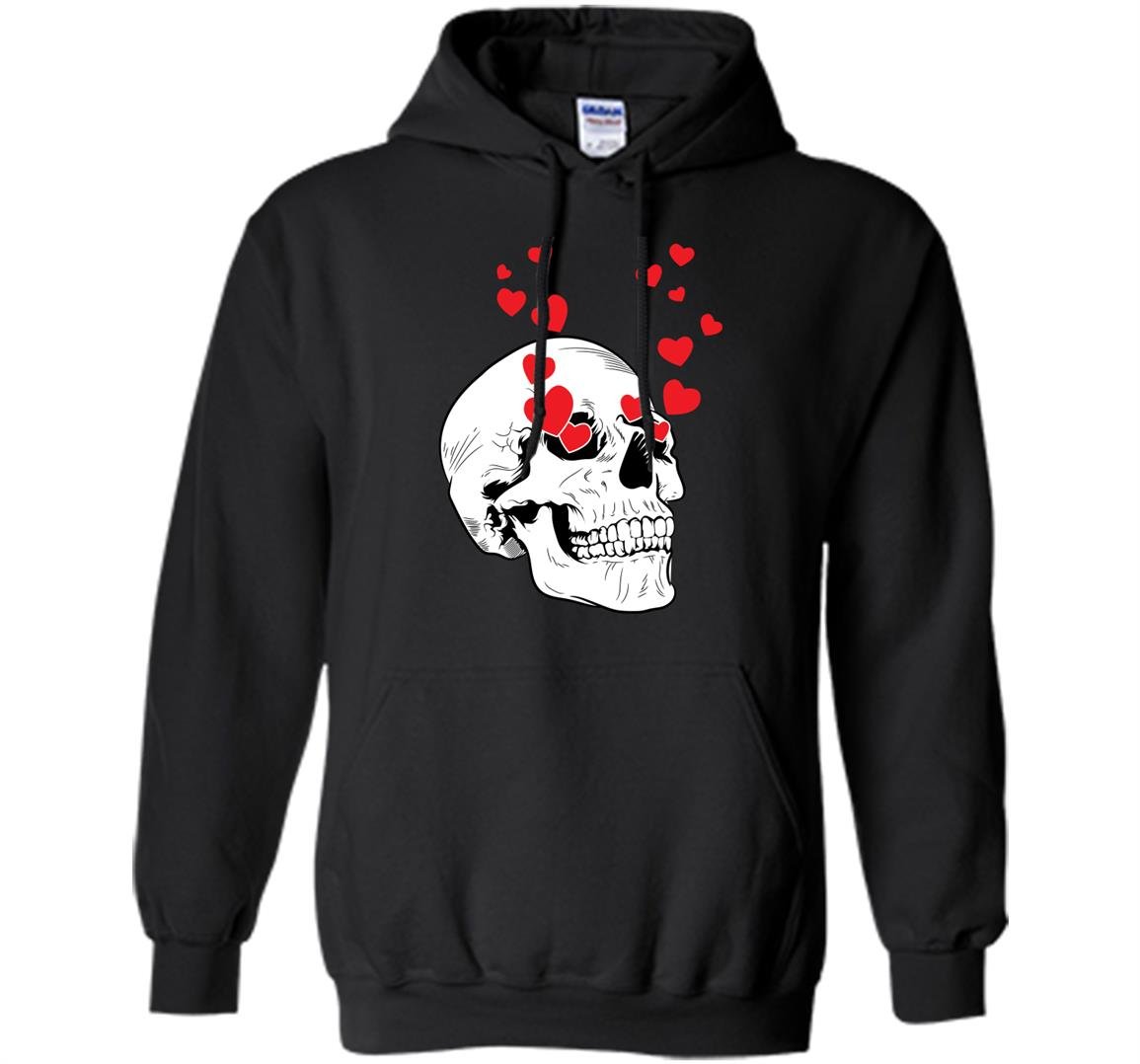 Cool and funny valentines day with skull face hearts Hoodie