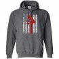 Cool red silhouette grunge american flag lineman Hoodie