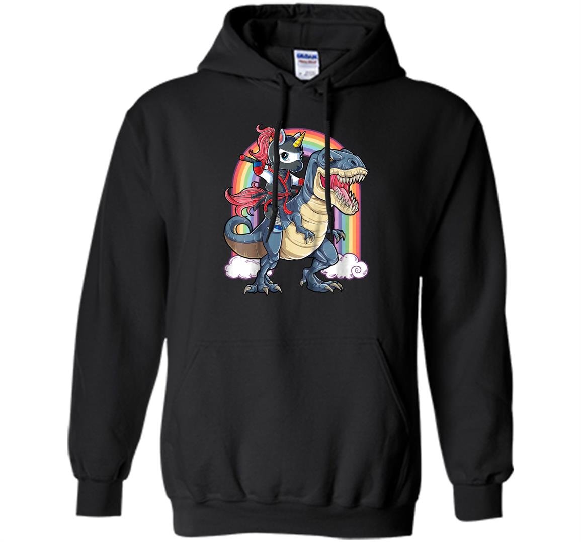 Ninja unicorn dinosaur t-rex squad rainbow Hoodie