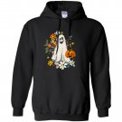 Retro Halloween Comfort Colors, Flower Ghost Sketch, Vintage Ghost Halloween Hoodie