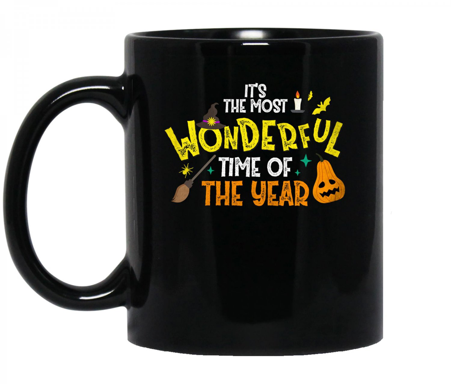 It's the Most Wonderful Time of the Year, Halloween Black Cat Pumpkin Spooky Season Mug