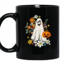 Retro Halloween Comfort Colors, Flower Ghost Sketch, Vintage Ghost Halloween Mug