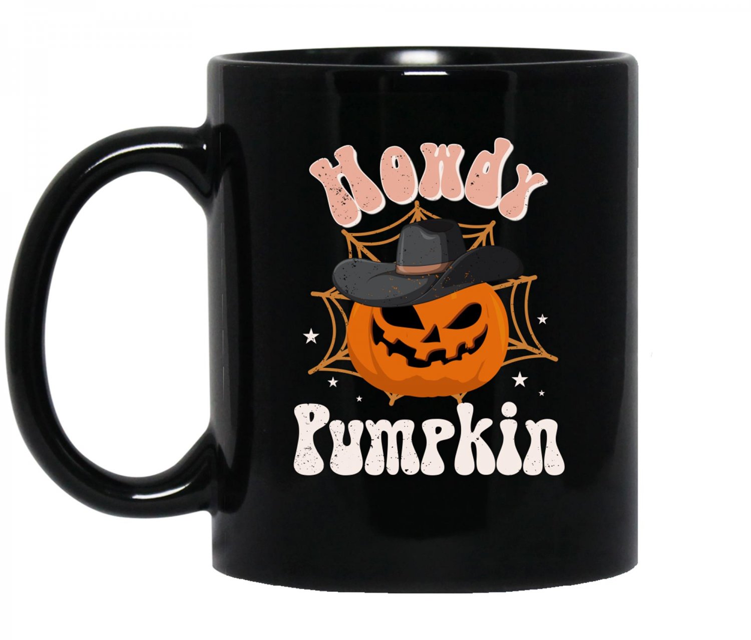 Retro Halloween Comfort Colors, Howdy Pumpkin Western, Vintage Ghost Halloween Mug