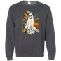 Retro Halloween Comfort Colors, Flower Ghost Sketch, Vintage Ghost Halloween Sweashirt