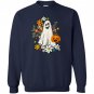 Retro Halloween Comfort Colors, Flower Ghost Sketch, Vintage Ghost Halloween Sweashirt