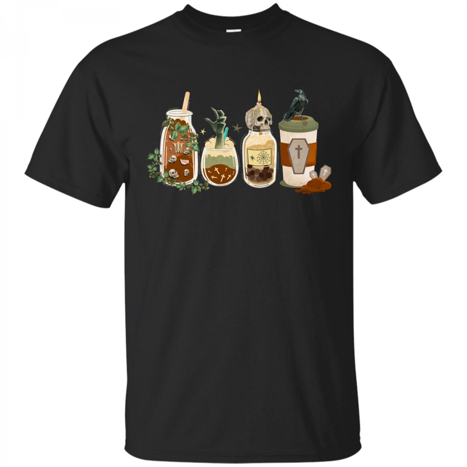 Fall Coffee, Cute Halloween, Coffee Lover , Halloween Skeleton Latte Drink Cup T-shirt