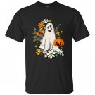 Retro Halloween Comfort Colors, Flower Ghost Sketch, Vintage Ghost Halloween T-shirt