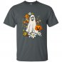 Retro Halloween Comfort Colors, Flower Ghost Sketch, Vintage Ghost Halloween T-shirt