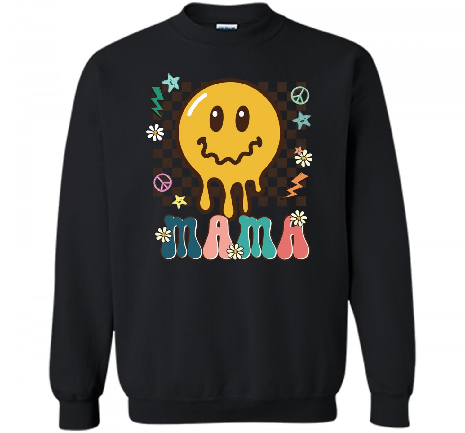 Retro Mama Mama Smiley Face Mother's Day Shirt, Mom Sweashirt