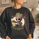 Baby Groot from Guardians of the galaxy drinks a beer funny T-shirt Hoodie Sweatshirt and Mug