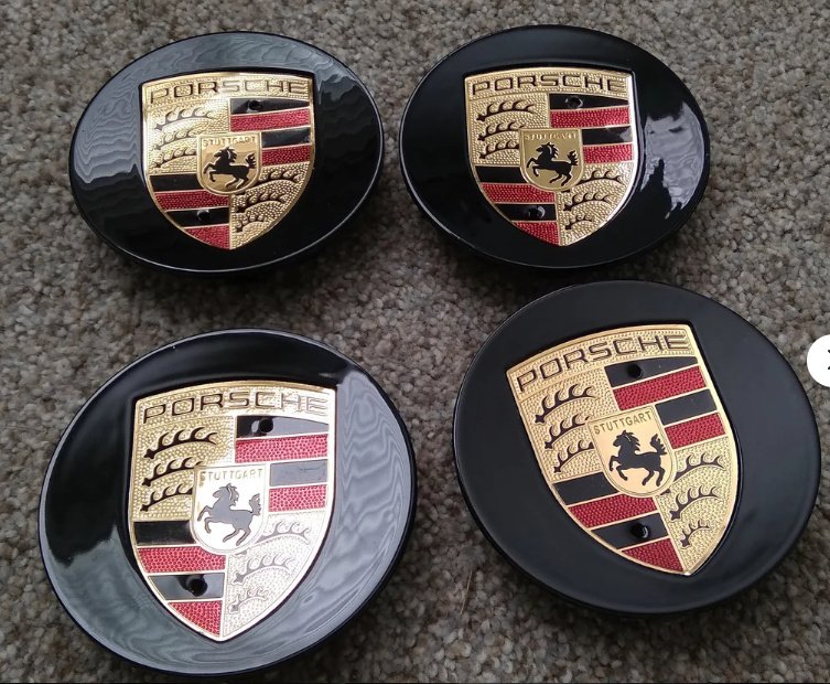 4 Rims WHEEL CENTRE CAPS Black 65MM, fits Porsche Macan Parts 95B601150A