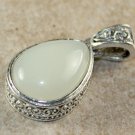 SILVER Vintage Style Cream White Agate Teardrop Pendant Jewelry Woman Gift SILVER Vintage Style Cream White Agate Teardrop Pendant Jewelry Woman Gift