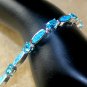 Silver Elegant Blue Fire Opal & Sky Blue Topaz Bracelet