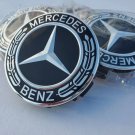 Set of 4 Mercedes Benz Center Caps  Black 2.95 Inch/75mm Fits Most Models