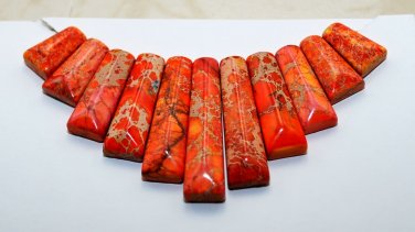 Drilled Orange Red Sediment Turquoise CABOCHON 11 PCS Beads Set Imperial Jasper