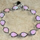 Silver Elegant Pink Fire Opal Teardrop Bracelet