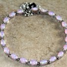 Silver Elegant Pink Fire Opal Oval Bracelet Woman Gift