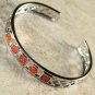 Silver Elegant Orange Fire Opal Multi Stones Bracelet Cuff