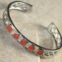 Silver Elegant Orange Fire Opal Multi Stones Bracelet Cuff