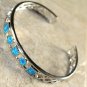 Silver Elegant Blue Fire Opal Multi Stones Bracelet Cuff