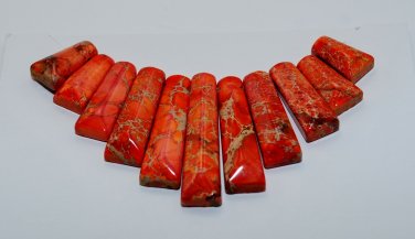 Light Red Sediment Turquoise CABOCHON 11PCS Beads Set Imperial Jasper Necklace