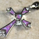 SILVER Elegant Pink Fire Opal Cross Pendant Jewelry Woman Gift