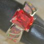 SILVER Elegant Orange Fire Opal & Orange Garnet Rectangular Ring Size 8, WR41304