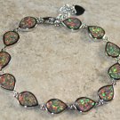 Silver Elegant Orange Fire Opal Teardrop Bracelet