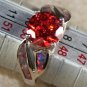 SILVER Elegant Orange Fire Opal & Orange Red Garnet Ring Size 7, WR40205