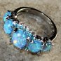 SILVER Elegant Blue Fire Opal & Sky Blue Topaz Ring Size 6, WR41603