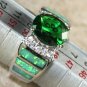 SILVER Elegant Green Fire Opal & Green Peridot Oval Ring Size 10, WR41702