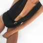 Black Sleeveless Bodysuit Deep V Neck Thong Leotard Romper Jumpsuit with Belt