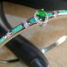 Silver Elegant Green Fire Opal & Green Peridot Bracelet Cuff