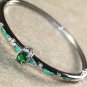 Silver Elegant Green Fire Opal & Green Peridot Bracelet Cuff
