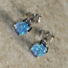 SILVER Elegant Blue Fire Opal Round Stud Earrings Jewelry Woman Gift #5