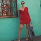 Red Twilled Satin Vestidos Autumn Long Sleeve Sexy Strap Bodycon Midi Dresses Red Twilled Satin Vestidos Autumn Long Sleeve Sexy Strap Bodycon Midi Dresses