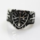 Vintage Cross Shield Skull Templa Knight Silver Biker Gothic Punk Hiphop Ring
