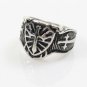 Vintage Cross Shield Skull Templa Knight Silver Biker Gothic Punk Hiphop Ring