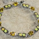 Silver Elegant Yellow Fire Opal & Yellow Citrine Rectangular Bracelet